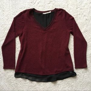 Split Back Layered Sweater with Black Lining